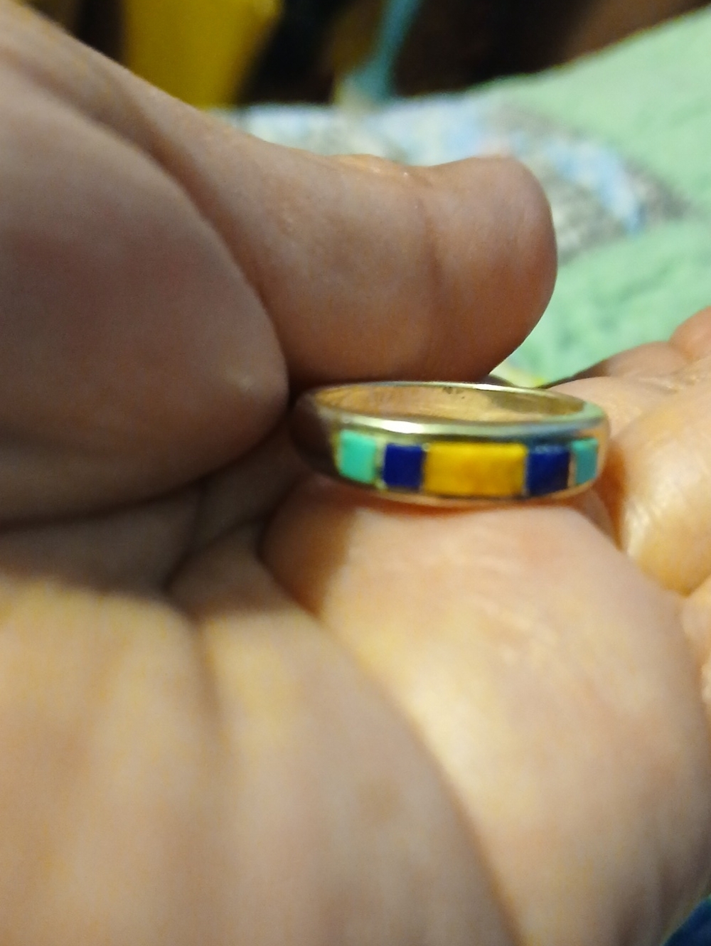 VTG Waldeck Johnson Signed Turquoise Sterling Silver Ring Size 6 - Picture 2 of 9